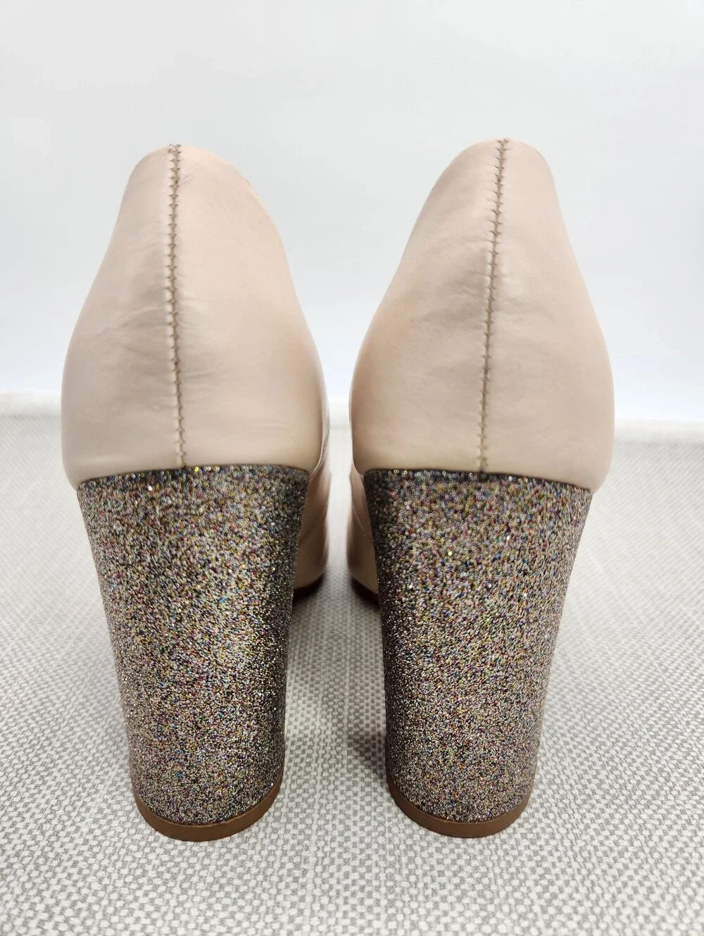 Guilhermina Anthropologie Size 7 M Pumps Cream Nude Leather Glitter Heels